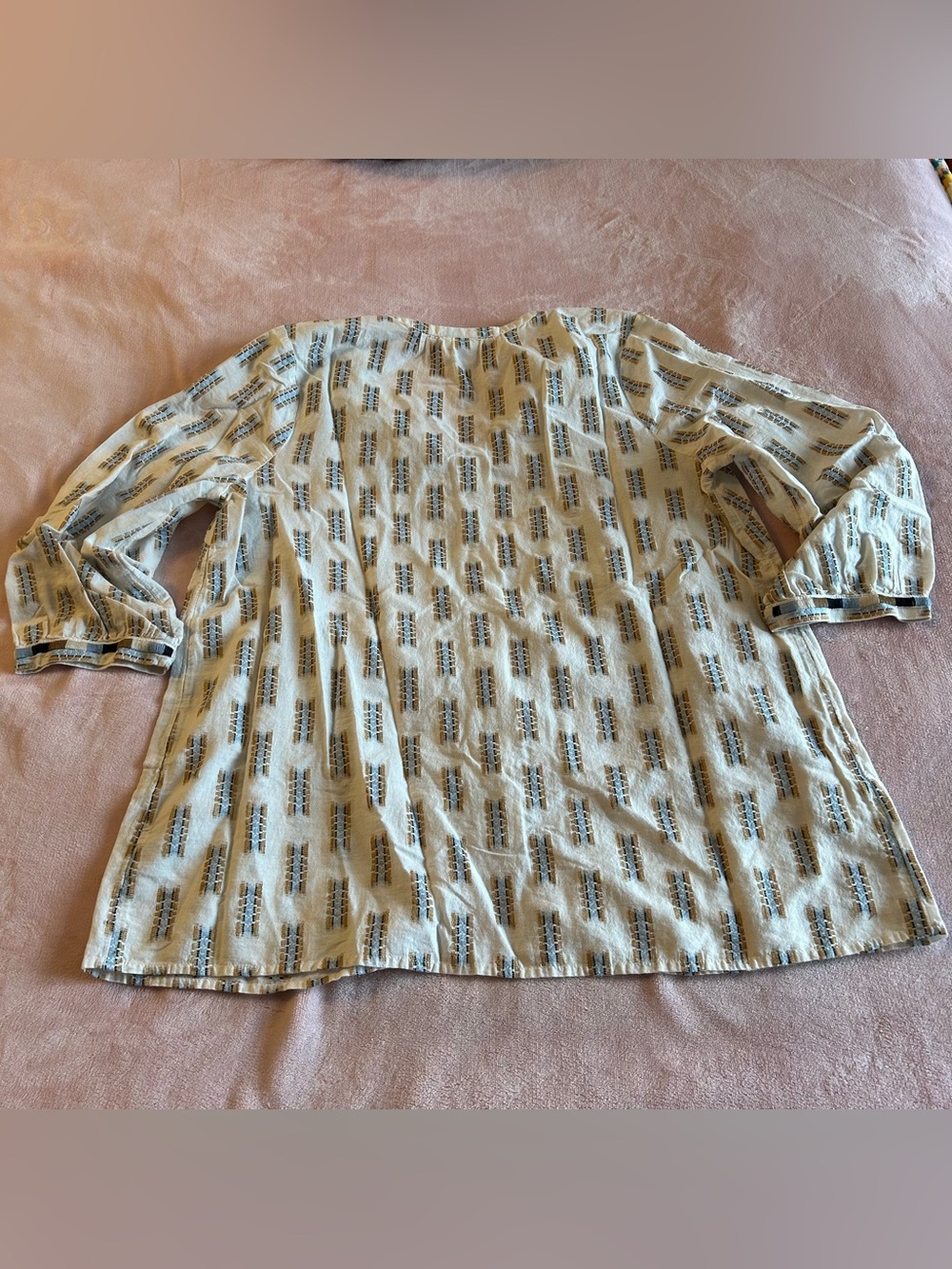 Pure Jill white 3/4 sleeve embroidered button down tunic top size L - Picture 3 of 13